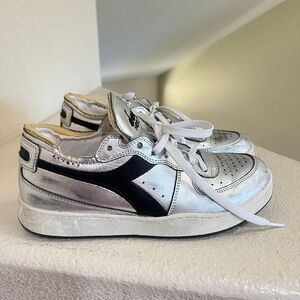 DIADORA HERITAGE MI BASKET ROW CUT SILVER sneakers men size 7.5 women 9‎ retro